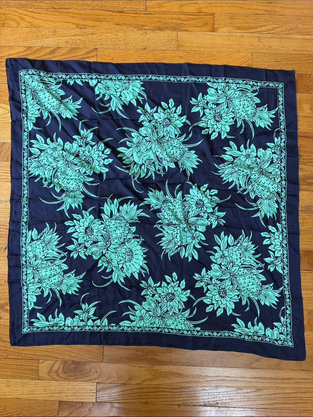 Navy and Teal Square Scarf - Picture 2 of 4